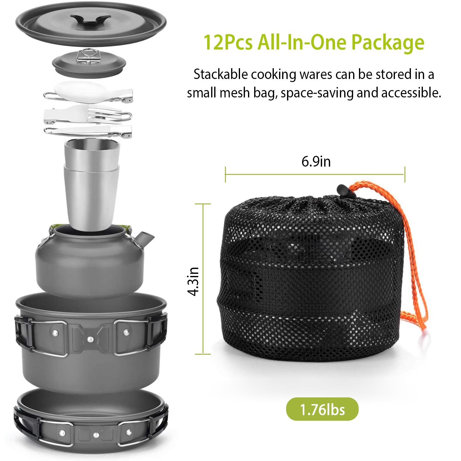 12-Piece Portable Camping Cookware Set for Outdoor Adventures - Image 4